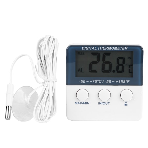 Mini inomhus- och utomhus elektronisk digital larmtermometer temperaturmonitor mätare med sond