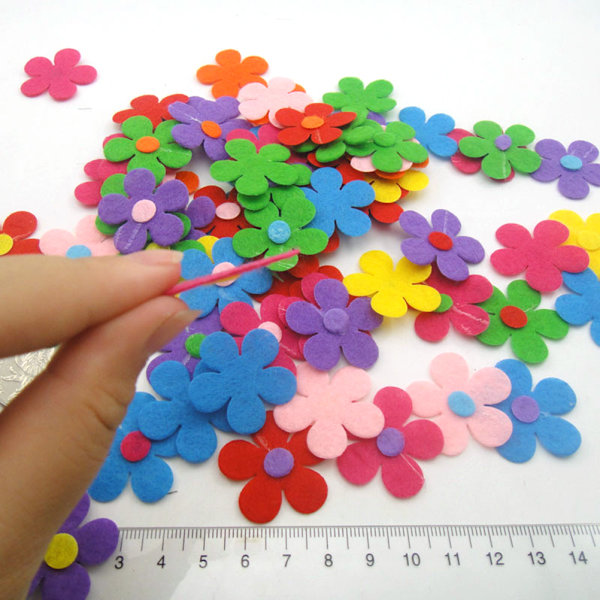 100 stk. 28mm DIY filt blomst håndværkssæt til børn Blomster vase kunst og håndværk projekt Sjov DIY aktivitet for børn