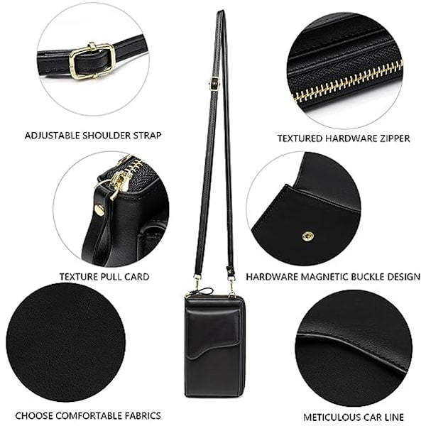 Lille læder skuldertaske, crossbody taske mobiltelefon pung pung let crossbody håndtasker til kvinder