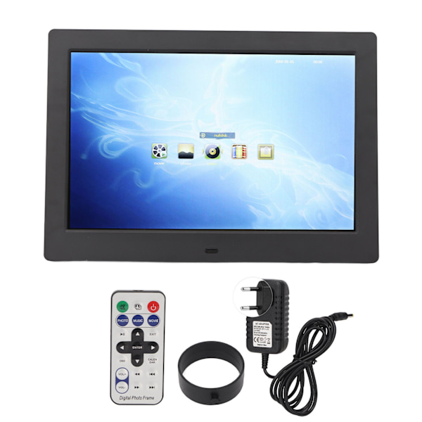 LCD Digital Fotoram IPS Full View Skärm HD 1280x800 USB Stöd Svart 10in 100‑240V EU-kontakt