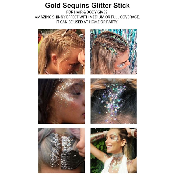 Gull Kropp Glitter Stick Chunky Dekorasjon Perle Gull Paljetter Glitter Stick for Festival Fest