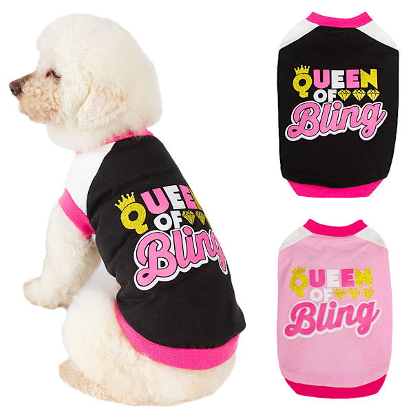 2 stk. T-shirt med hundemønster, åndbar hundetrøje, glimmer hvalpesweatshirt, hundebeklædning til små til mellemstore hunde (L)