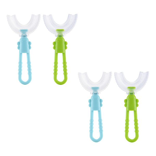 4-pack U-formade barntandborstar med silikonborst för massage av småbarns tandborstar