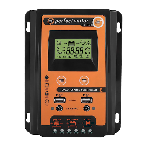 12V/24V 30A PWM&amp;MPPT Kort Version Solcelle Laderegulator Solpanel Batteri Regulator Dobbelt USB LCD Display