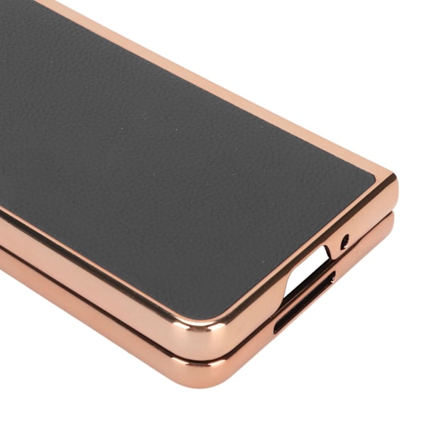 Telefon Etui Beskyttende Cover til Samsung Galaxy Z Fold 4 Nano Plating Ægte Læder Ridsefast Sort