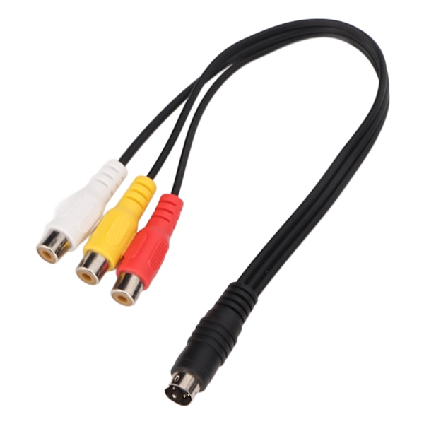 S-video 4-pin uros - 3RCA naaras -kaapeli, kaksoissuojattu, punainen, keltainen, valkoinen, videoadapterikaapeli, 1,0 jalkaa