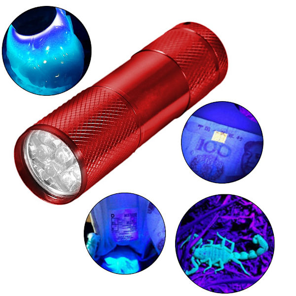 4,5V 9LED UV-lommelygte Mini Expert Jade-lommelygte 365-400nm til Flu