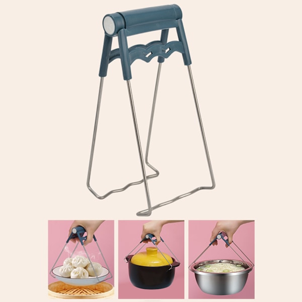 Mikrovågssäkra Plattklämmor, Halkfria Varma Skålhållare, Skålklämmor i Rostfritt Stål för Säker Hantering av Varma Rätter, Skålar och Tallrikar (2-pack)