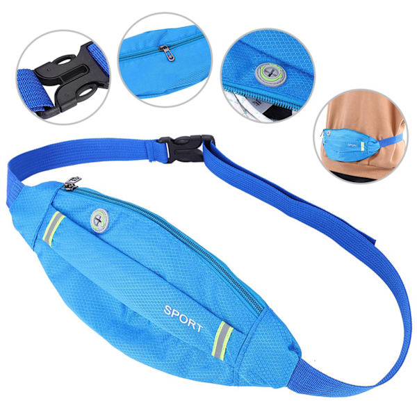 Män Kvinnor Utomhus Sport Löpning Cykling Gym Midjeväska Nylon Pack Blå