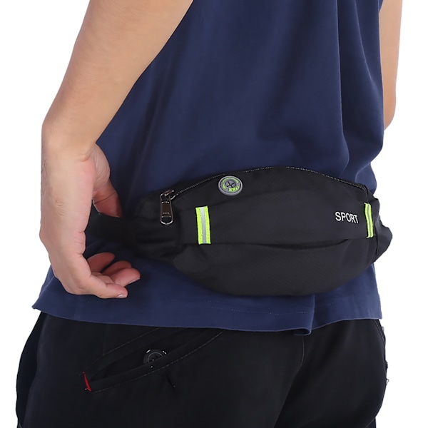 Män Kvinnor Utomhus Sport Löpning Cykling Gym Midjeväska Nylon Pack Svart