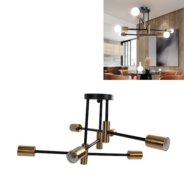 Nordisk Postmodern Minimalistisk Ljuskrona, Unik Design 6 Lampor Med Stark Bärighet, Dimbar Semi-Infälld För Sovrum Vardagsrum Baby