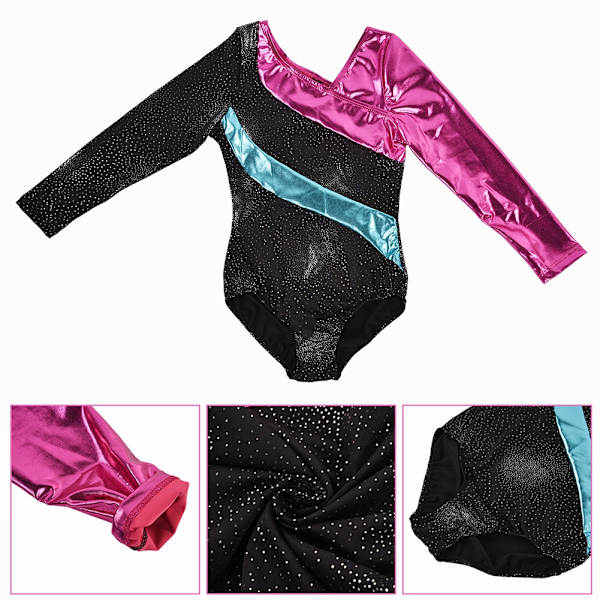 Flickor Sport Gymnastik Leotard Kläder Bekväma Elastiska Långärmad Danskläder (5-6 år)