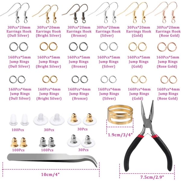 Hicdaw 2500 st Earring Hooks Örhänge Tillverkningssats Örhänge Hooks