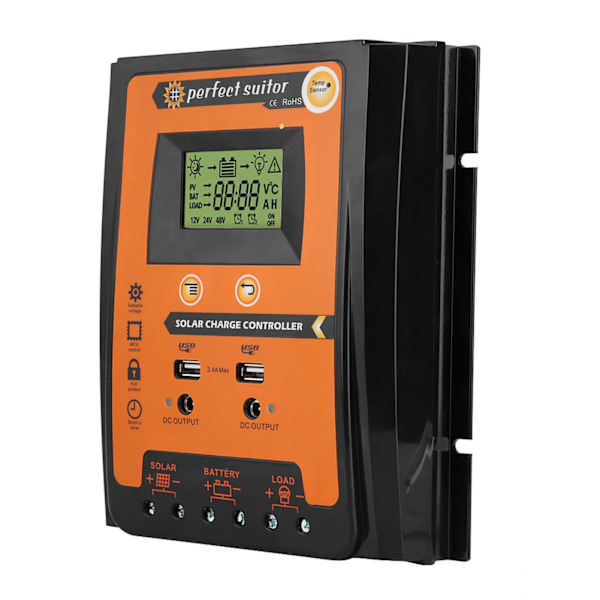 12V/24V 70A PWM&amp;MPPT Lyhyt versio Aurinkolatausohjain Aurinkopaneeli Akun säädin Kaksi USB LCD-näyttö