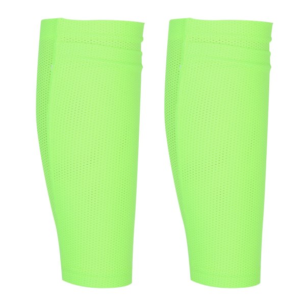 Ett par utomhus sport nylon fluorescerande gröna fotbollsskydd strumpa fotbollsskydd skenbensskydd benskydd stöd