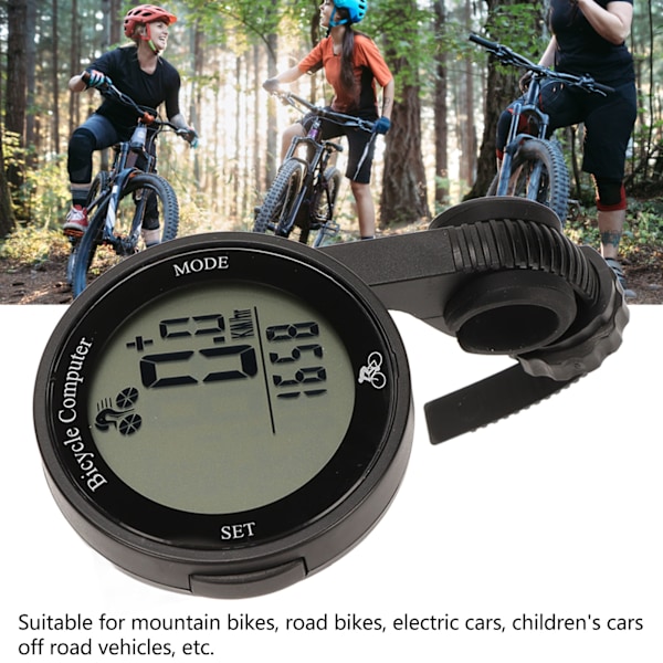 Cykelcomputer Speedometer Termometer Ur Stort Skærm Tydeligt Håndskrift Vandtæt Cykelcomputer med Baggrundslys Hvid Baggrund Sort