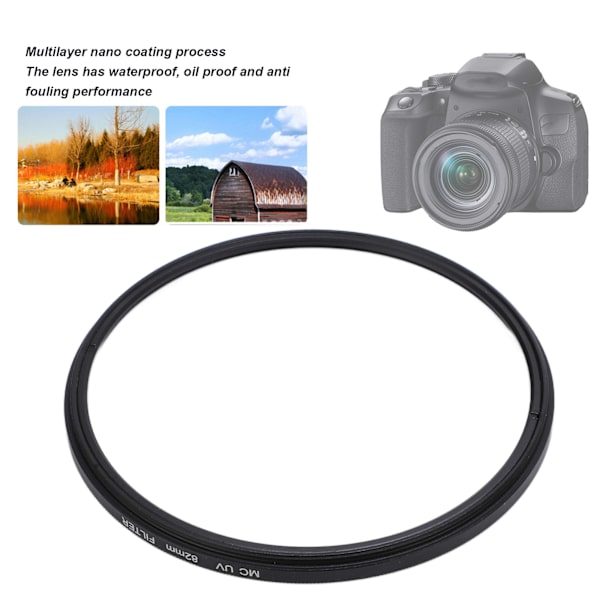 MC UV-objektivfilter, ultra tyndt, multicoated beskyttende UV-objektivfilter til Nikon-kamera 82mm