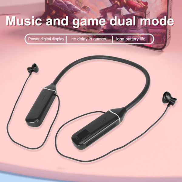 Bluetooth Neckband Hovedtelefon LED Strømvisning Hukommelseskort Afspilning Magnetiske Øretelefoner Headset med RGB Baggrundsbelysning