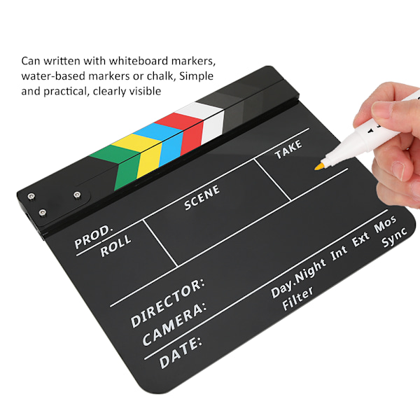 30x25CM Ohjaajan videokohtaus Clapperboard Ammattimainen elokuvaelokuvan toimintataputusväline Akryyli