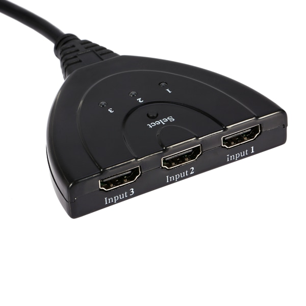 Svart 3-porters HDMI Multi Display Auto Switch Hub Box Splitter 1080P HD TV-adapter