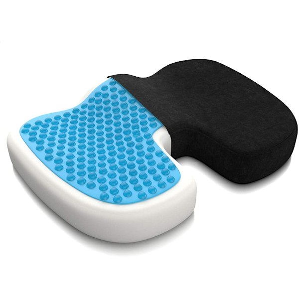 Kontorsstolsmatta i Memory Foam, Portabel Gel-förstärkt Sittdyna för Ischiaslindring, Ergonomisk Design med Halkfri Bas, Lindring av Ryggsmärta Svanskotan