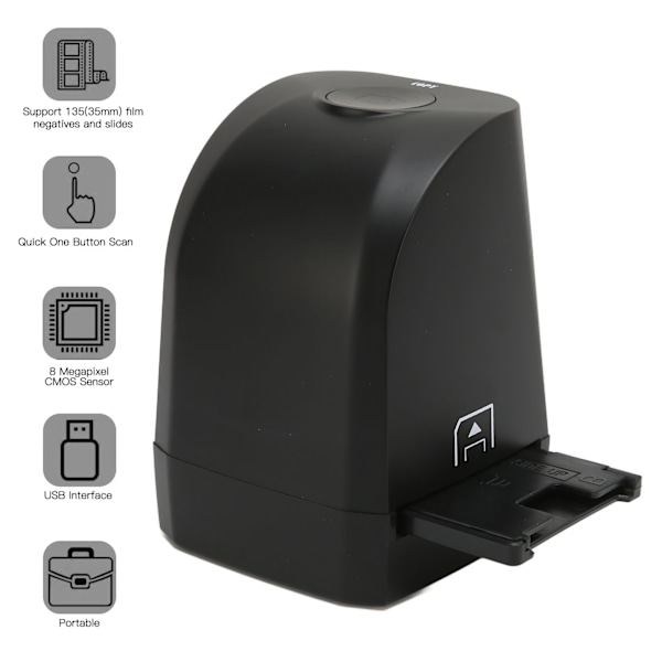 135mm 35mm Film Negativer og Slides Scanner 8MP CMOS Sensor Bærbar for Windows XP Vista 7 8 10