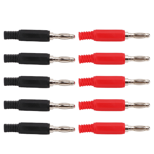 10 st banankontakter 4 mm/0,2 tum mässing PE-material röd svart spiralformad isolerande hölje öppen typ banankontakt 30Vac‑60Vdc