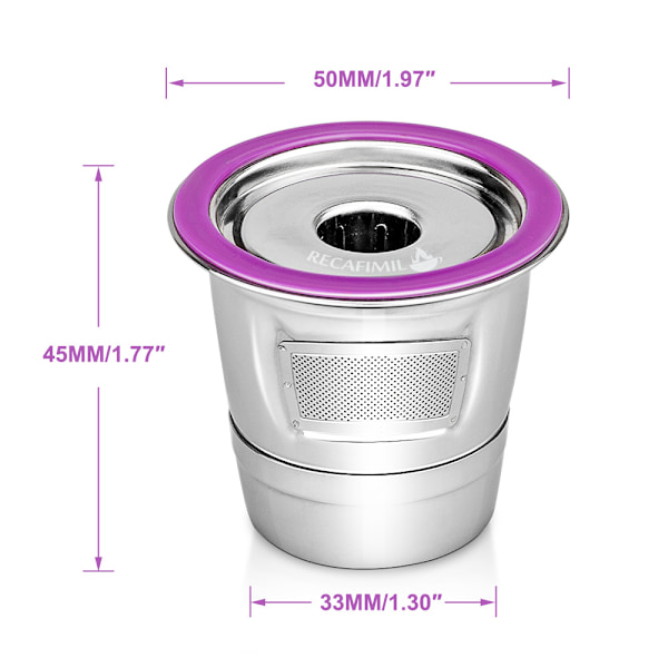 Spara pengar med återanvändbara K-muggar, kaffefilter i rostfritt stål, kompatibel med Keurig 2.0/1.0 Mini Plus (1-pack)