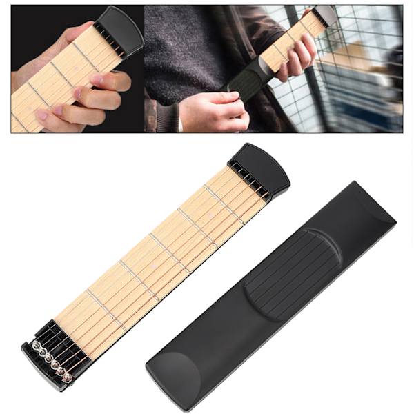 Ny bærbar 6 bånd lommegitar for venstrehendte gitarister - øving og trening