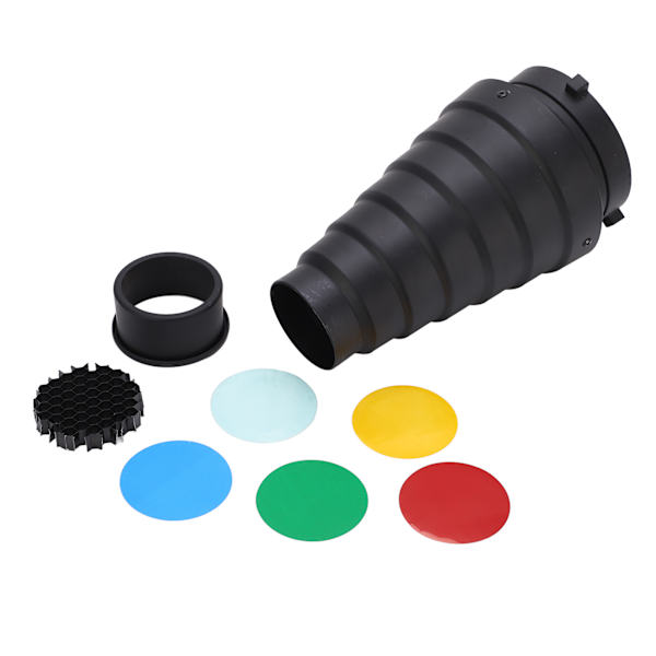 Blixt Snoot Mount Konisk Snoot Kit Optisk Fotografi Blixt Kondensatorrör för Studio Foto Video