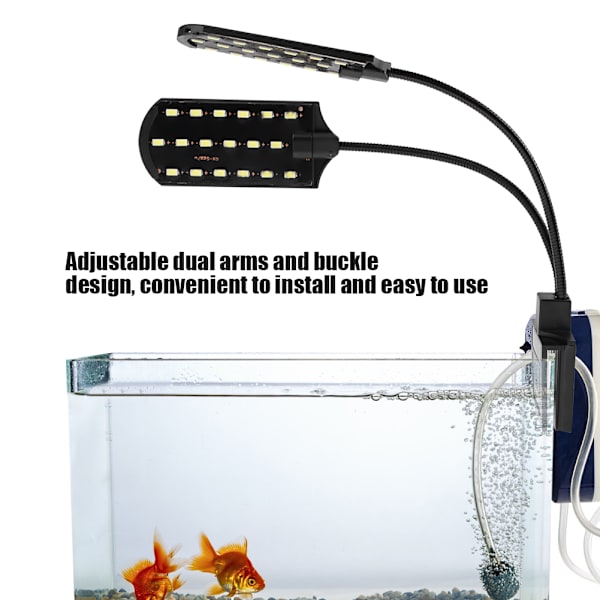 Dobbelt LED-lampe Justerbar Dobbelt Arm Lys til Akvarium Fisk Tan