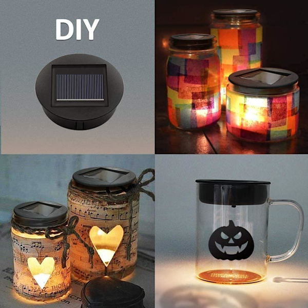 DIY solcellslampor ersättning topp med LED-lampor solpanel lykta lock lampor ersättning topp ljus för utomhus hängande lyktor