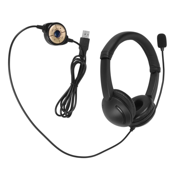 USB-kablet headset med støjreduktion til computer med mikrofon til callcenter, forretningsnetværk og seminarer