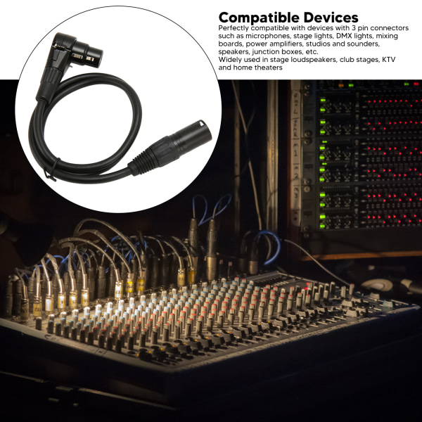 XLR hann til XLR høyre vinkel hunn mikrofonkabel 3-pin sølvbelagt OFC-leder XLR mikrofon balansert kabel 29,5 tommer