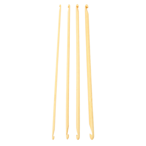 4 stk tunisiske heklenåler 24 cm lange assorterte størrelser sklisikre bambus heklenåler med dobbel ende for strikking og sying