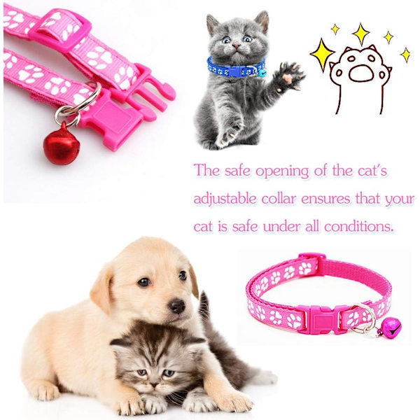 Färgglatt Hund- och Katt-halsband, Säkerhetsspänne med Reflexmaterial, Justerbart Djurhalsband för Säkerhet i Mörker (12 st)