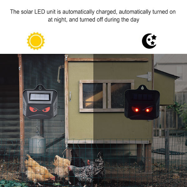 Nocturnal Animal Defense System, Automatisk Solcellsladdande Avskräckare, Väderbeständig Kojotavskräckare för Solcellsdriven Predator Kontroll Lampa i Trädgårdar
