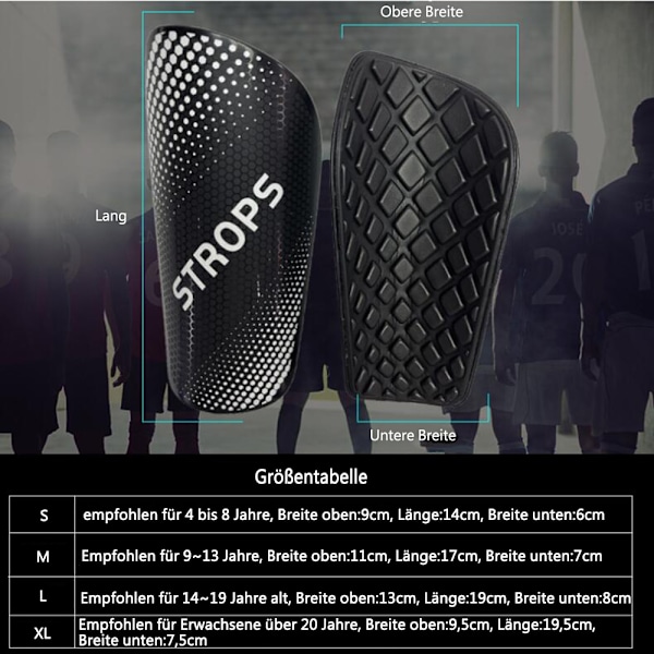 Fotbollsbenskydd för omfattande skydd, PP-skalsbenskydd med andningsbart sammetsfoder, halkfri ergonomisk design, skada
