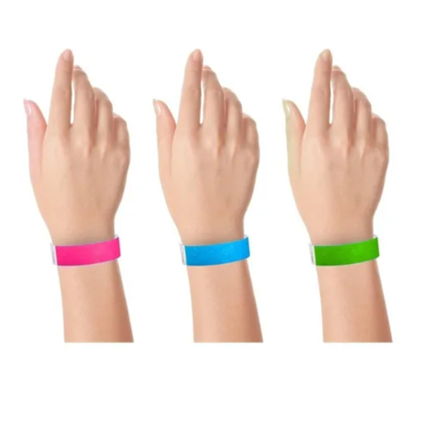 300 stk. syntetiske papir armbånd engangs vandtætte papir armbånd event armbånd til forlystelsespark grøn pink blå