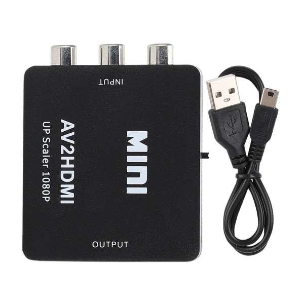1080P USB-drevet AV til HDMI HD-videokonverter til Set Top Boxes DVd VCD-spilkonsoller (sort)