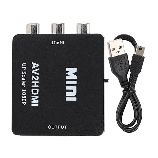 1080P USB-käyttöinen AV-HDMI HD-videomuunnin digibokseille, DVD-soittimille, VCD-soittimille ja pelikonsoleille (musta)
