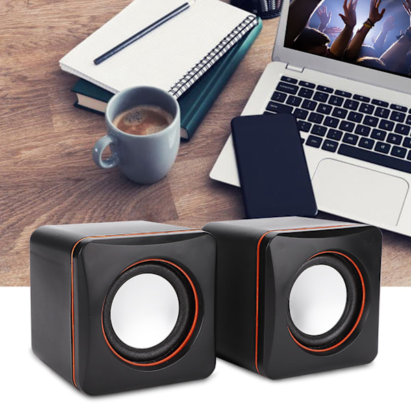 Mini Cube USB Stereo 3,5 mm Jack kablet høyttaler for stasjonær bærbar PC-datamaskin (dobbeltspor)