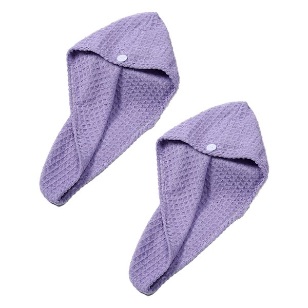 2-pack våffelhårbandana i frotté, torkar snabbt och absorberar fukt för kvinnor med vått hår
