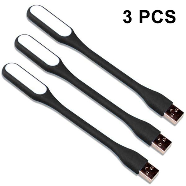 3-pak Mini USB LED-lys, USB-lys til bærbar computertastatur, fleksibel læselampe, USB-drevet LED-lys, bærbar USB-bærbar lys