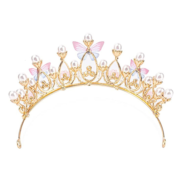 Prinsesse Tiaraer til Piger, Fødselsdagskrone til Piger Sommerfugl Prinsesse Performance Disc Hår Model Catwalk Håndlavet Krystal Tiara
