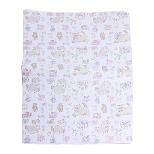 Katt Presentpapper Ark - Premium Återvinningsbart Julklappspapper 70cm x 50cm - Festligt Designat Återvinningsbart Kraftpapper, Perfekt för Julklappar, Konst