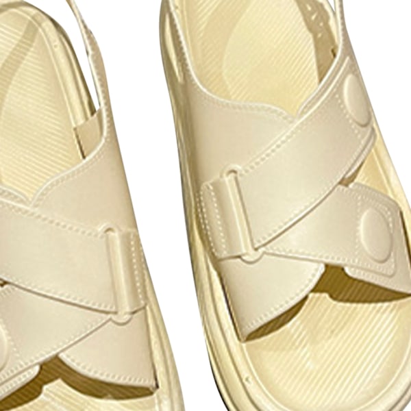 Dam Korsrem Sandaler Öppen Tå Hög Komfort Ankelrem Halkfri Tjock Sula Platt Sandal för Strand Gul 36-37