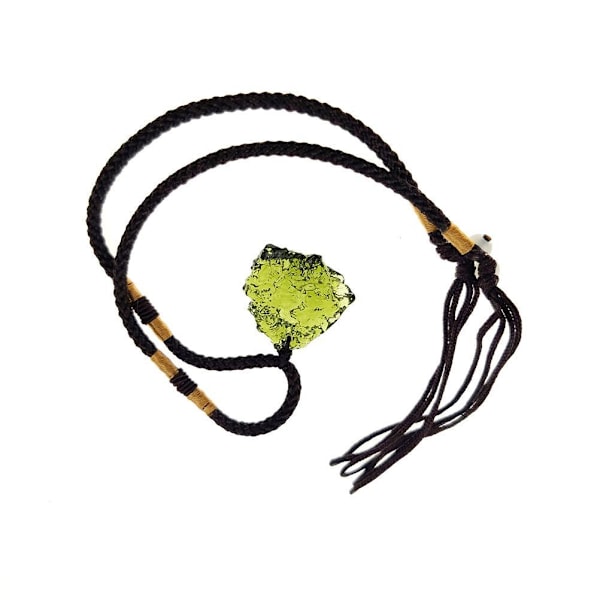 Moldavit Kristall Halsband Oregelbunden Sten Hänge Naturlig Kristall Energi Sten Halsband Present