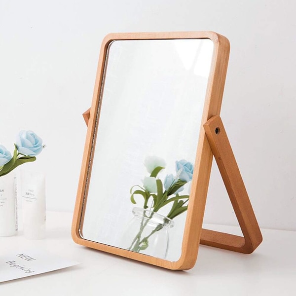 Sminkspegel i trä, Bordsmakeupspeglar med tydlig reflektion för alla positioner, Justerbara vinklar Stabil bas för sovrum vardagsrum (Väggmonterad