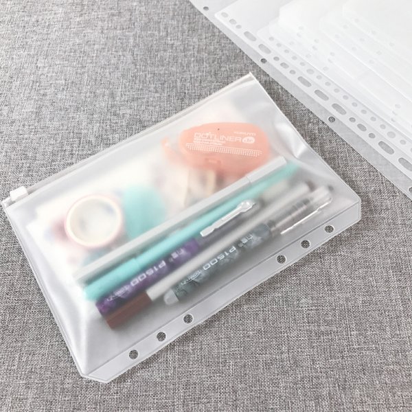 A6-kokoinen Flipchart-tasku 6 reiällä, budjetti-kassakuittikuori budjetointiin, läpinäkyvä vetoketjullinen kansio Flipchart-tasku, vedenpitävä PVC-kansiotiedostojen säilytykseen